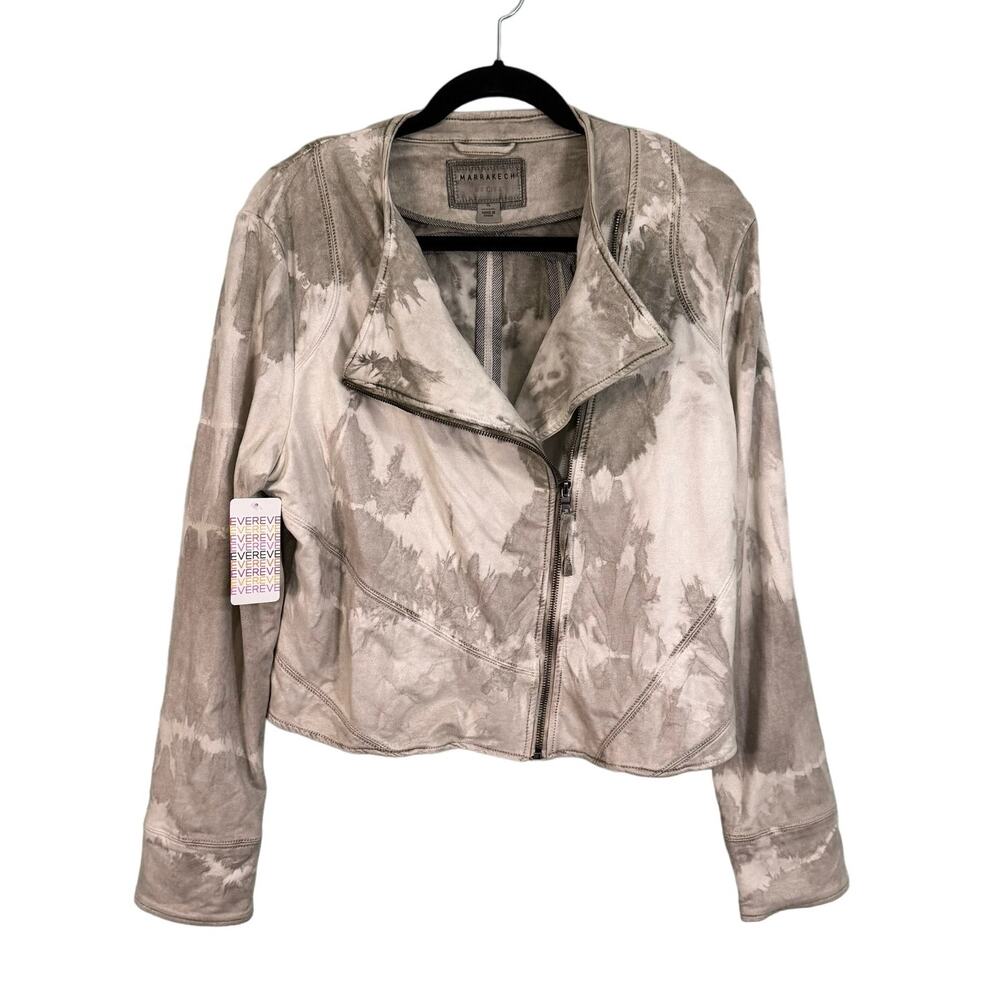 Marrakech Anthropologie Marci Moto Evereve Jacket XL Tie Dye Gray Outdoor NWT
